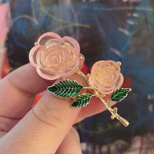 Woman's Charming Red/ PINK ROSE Flower Pendant Brooch Pin